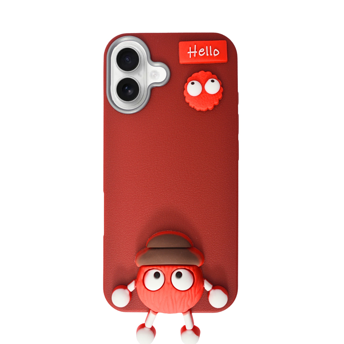 Hello Teddy Cap 3D Cartoon Phone Case For iPhone 16 Plus