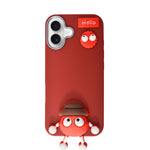 Hello Teddy Cap 3D Cartoon Phone Case For iPhone 16 Plus
