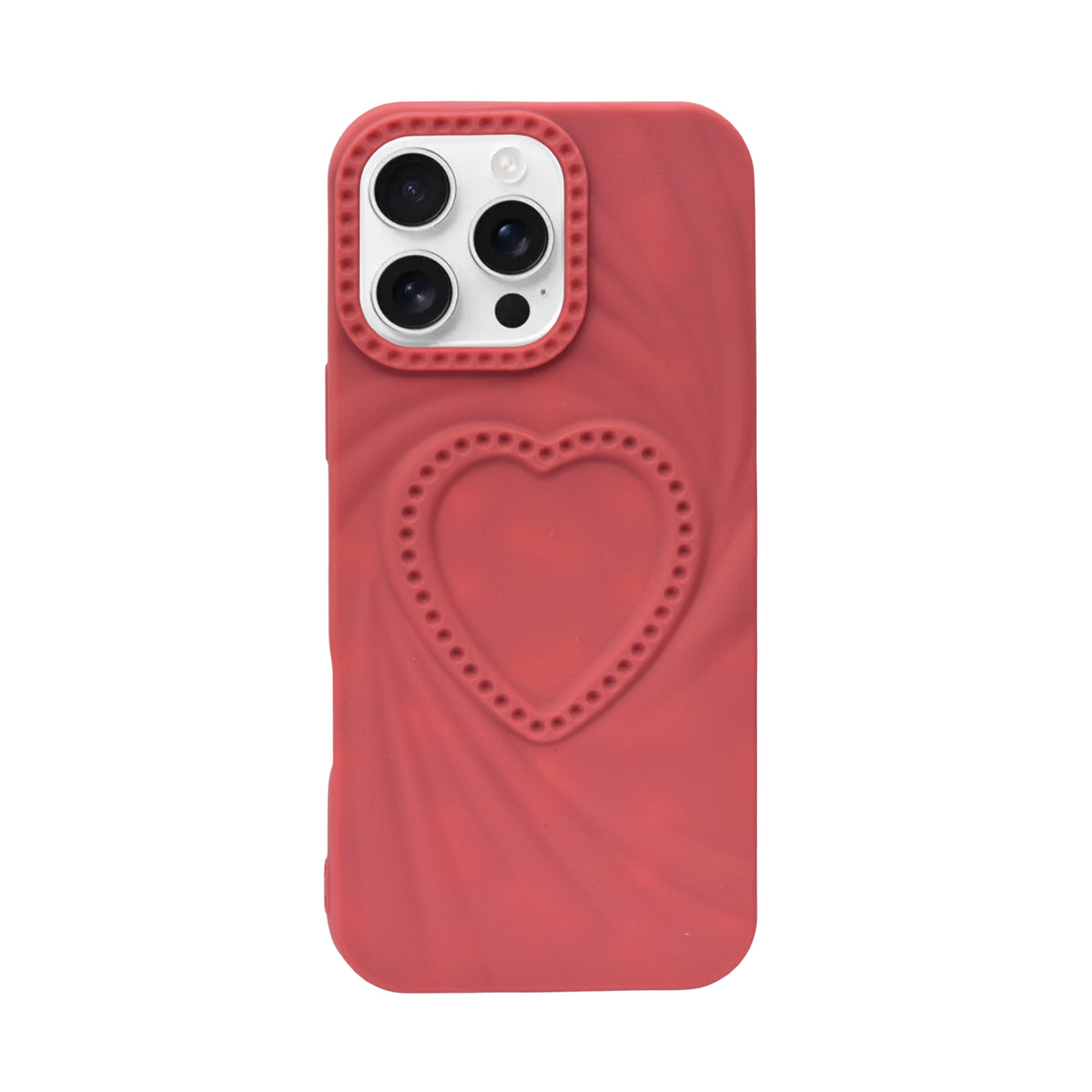 3D Heart Design Soft Silicone Protective Case for iPhone 16 Pro