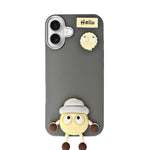 Hello Teddy Cap 3D Cartoon Phone Case For iPhone 16 Plus