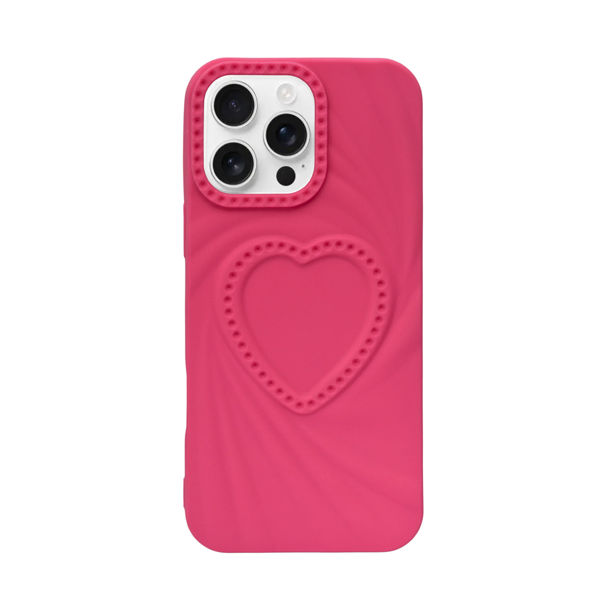 3D Heart Design Soft Silicone Protective Case for iPhone 16 Pro