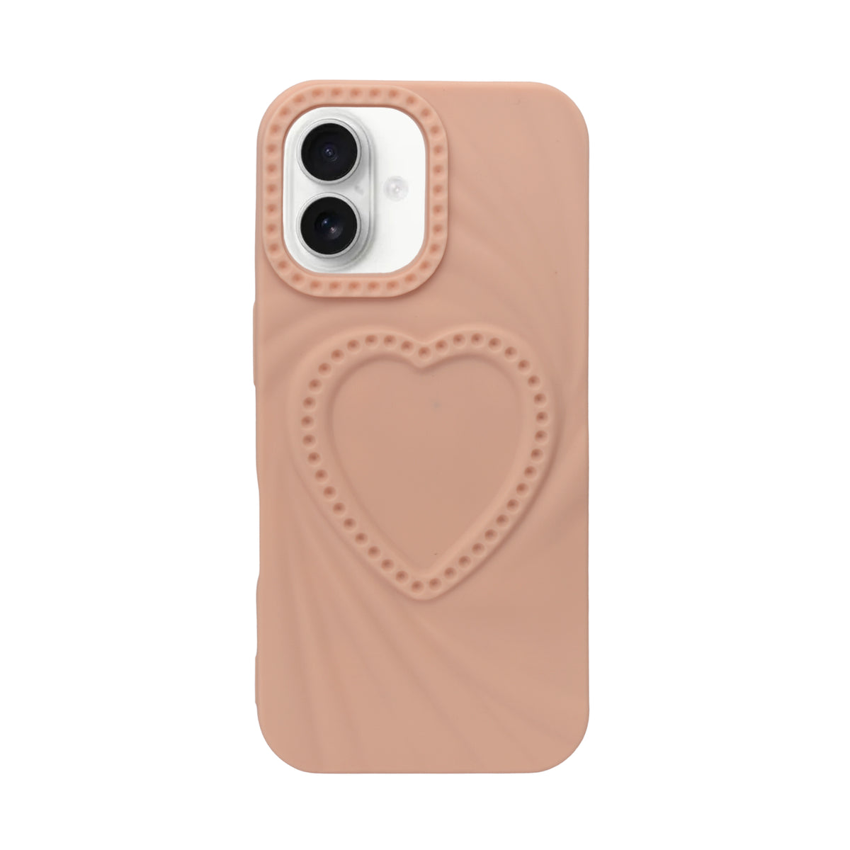 3D Heart Design Soft Silicone Protective Case for iPhone 16 Plus