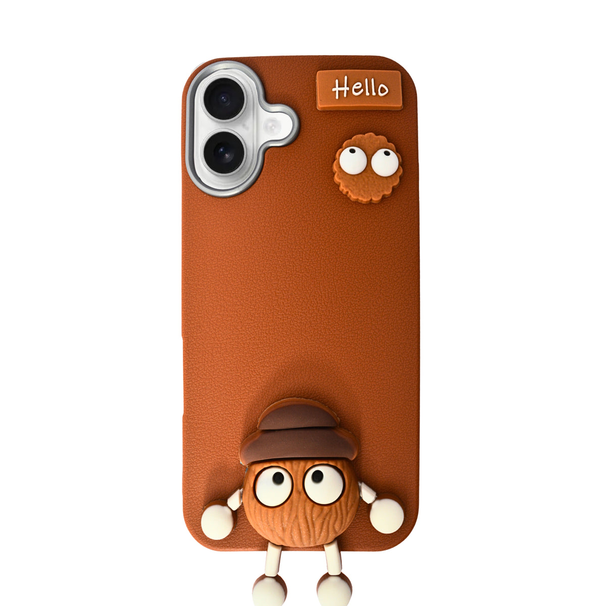 Hello Teddy Cap 3D Cartoon Phone Case For iPhone 16 Plus