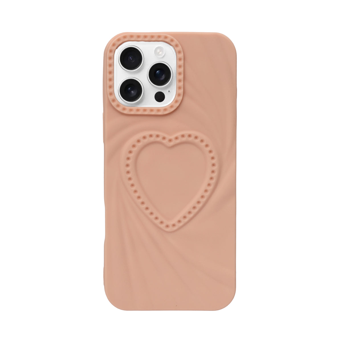 3D Heart Design Soft Silicone Protective Case for iPhone 16 Pro