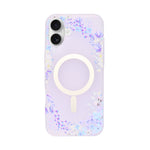 Transparent Floral MagSafe Compatible Phone Case for iPhone 16 Plus