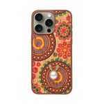 Bohemian Ethnic Print Cork Texture with Pearl Detail Phone Case for iPhone 15 Pro Max