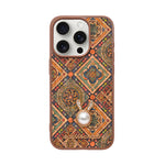 Bohemian Ethnic Print Cork Texture with Pearl Detail Phone Case for iPhone 15 Pro