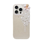 Luxury Glitter Finish with 3D Pearl Flower Design Phone Case for iPhone 16 Pro