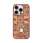 Bohemian Ethnic Print Cork Texture with Pearl Detail Phone Case for iPhone 14 Pro