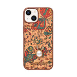 Bohemian Ethnic Print Cork Texture with Pearl Detail Phone Case for iPhone 13 / 14