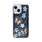 Luxury 3D Iridescent Pearl Flower & Butterfly Phone Case for iPhone 15