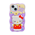 Cute 3D Kitty Silicone Phone Case with In-Built PopSocket Grip for iPhone 13 / 14 / 15