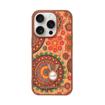 Bohemian Ethnic Print Cork Texture with Pearl Detail Phone Case for iPhone 14 Pro
