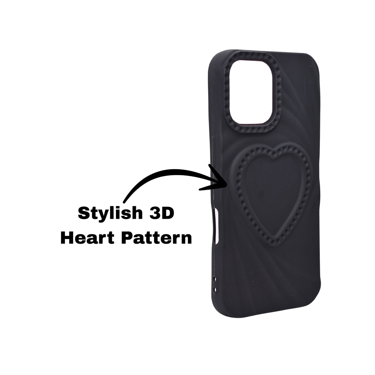 3D Heart Design Soft Silicone Protective Case for iPhone 16 Plus