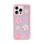3D Pink Floral Pearl Design Protective Phone Case for iPhone 15 Pro Max
