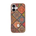 Bohemian Ethnic Print Cork Texture with Pearl Detail Phone Case for iPhone 16