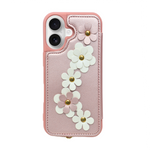 3D Flower Wallet Flip with Card Holder & Detachable Sling Phone Case for iPhone 16