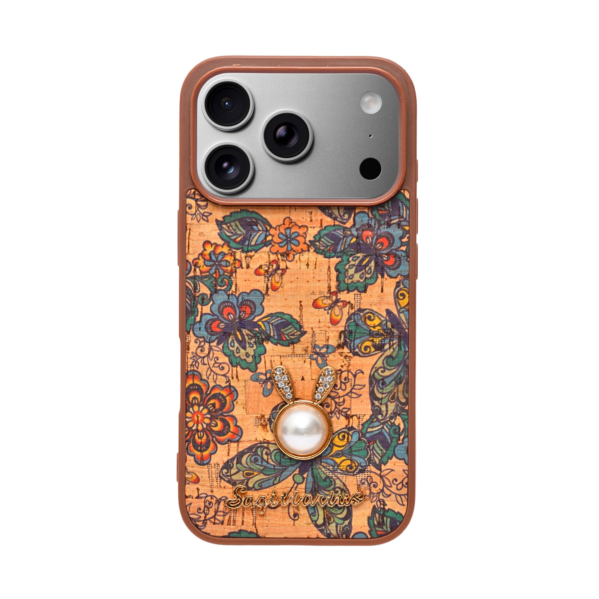 Bohemian Ethnic Print Cork Texture with Pearl Detail Phone Case for iPhone 17 Pro