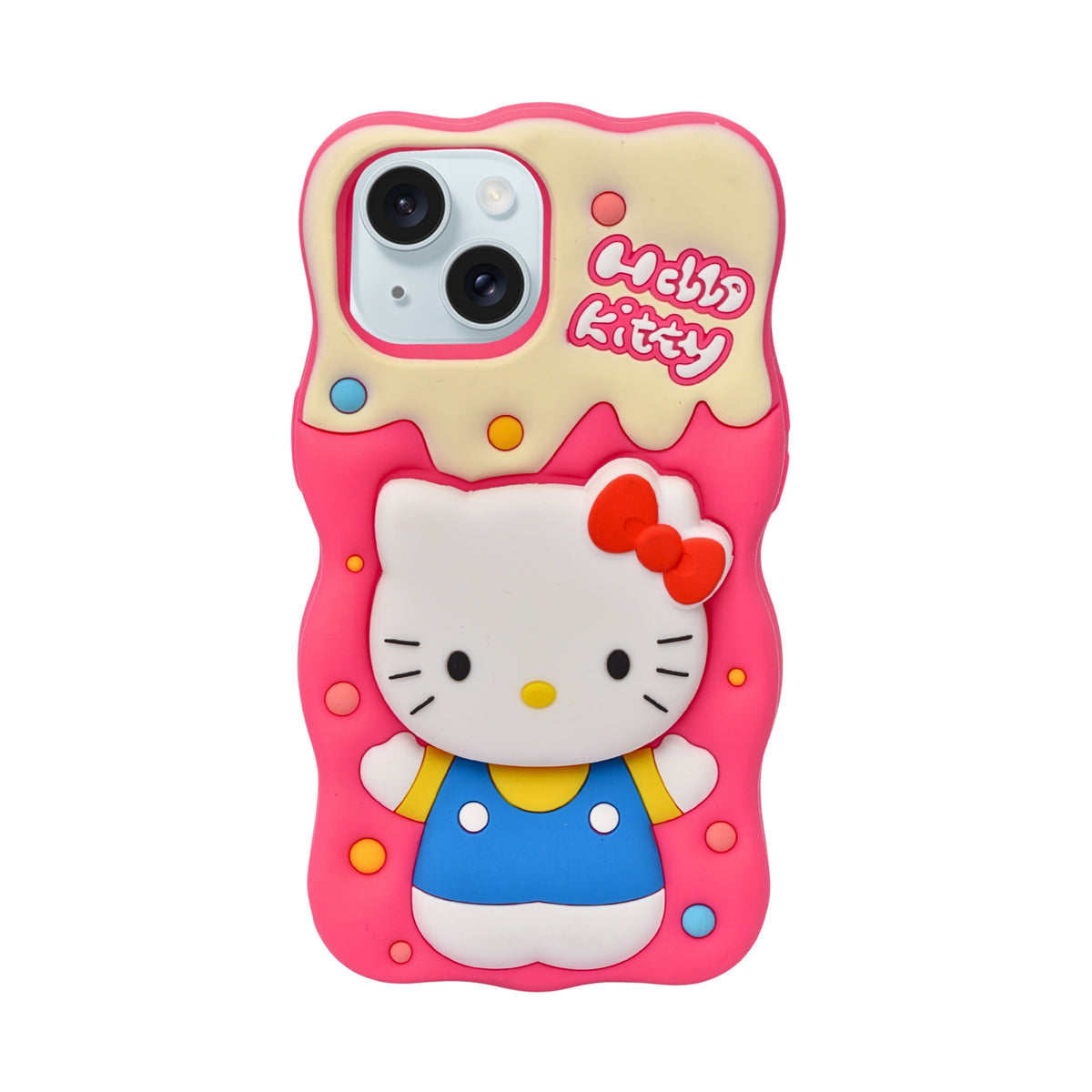 Cute 3D Kitty Silicone Phone Case with In-Built PopSocket Grip for iPhone 13 / 14 / 15