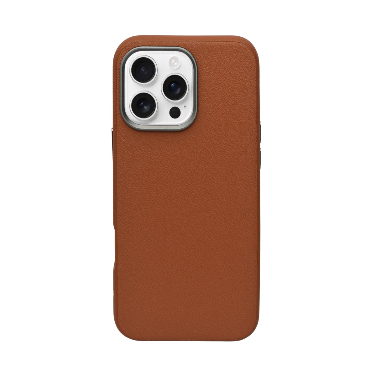 Leather Textured with Metallic Camera Ring for iPhone 16 Pro Max