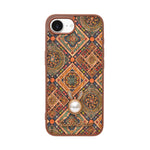 Bohemian Ethnic Print Cork Texture with Pearl Detail Phone Case for iPhone 16e