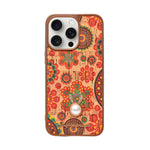 Bohemian Ethnic Print Cork Texture with Pearl Detail Phone Case for iPhone 15 Pro Max