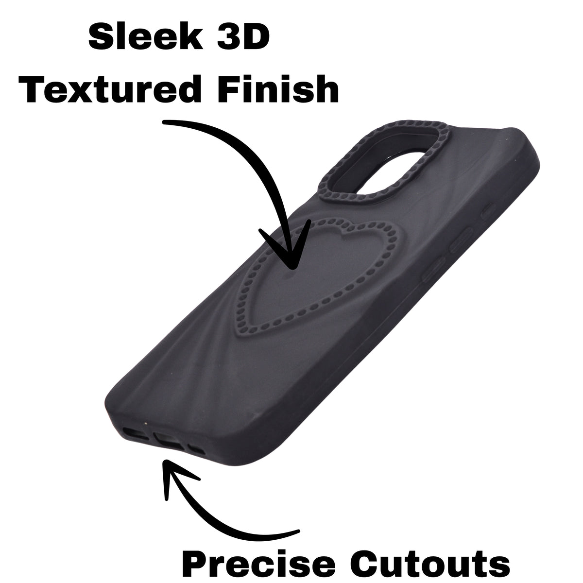 3D Heart Design Soft Silicone Protective Case for iPhone 16 Plus