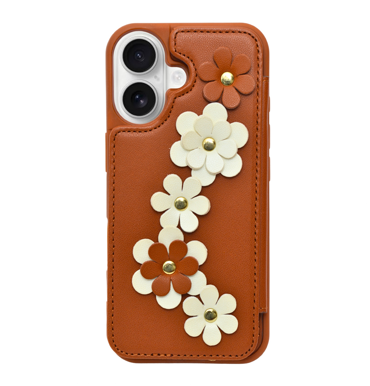 3D Flower Wallet Flip with Card Holder & Detachable Sling Phone Case for iPhone 16