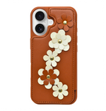 3D Flower Wallet Flip with Card Holder & Detachable Sling Phone Case for iPhone 16