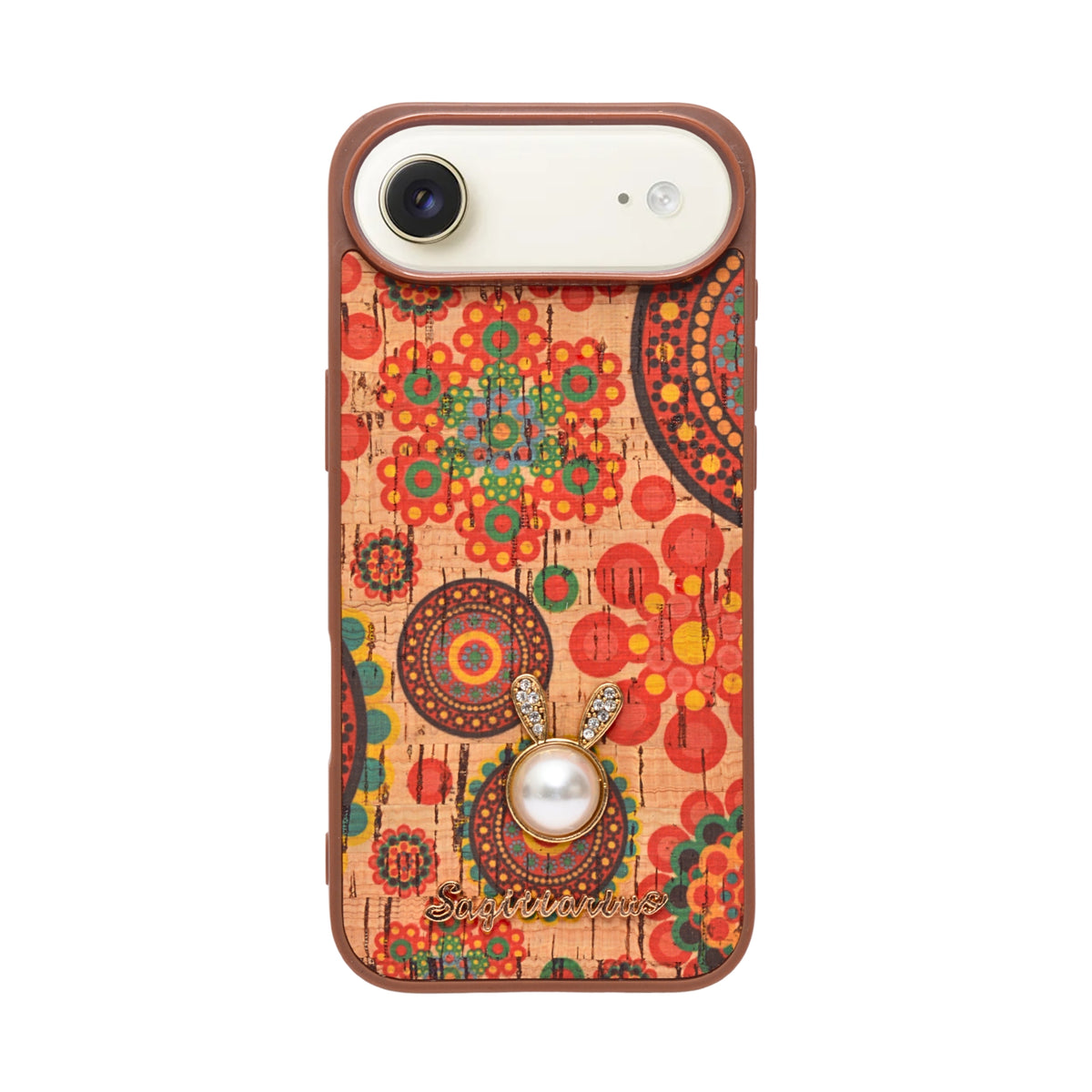 Bohemian Ethnic Print Cork Texture with Pearl Detail Phone Case for iPhone 17 Air