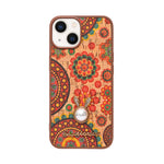 Bohemian Ethnic Print Cork Texture with Pearl Detail Phone Case for iPhone 13 / 14