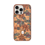 Bohemian Ethnic Print Cork Texture with Pearl Detail Phone Case for iPhone 16 Pro Max