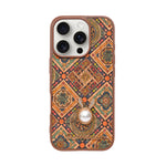 Bohemian Ethnic Print Cork Texture with Pearl Detail Phone Case for iPhone 16 Pro