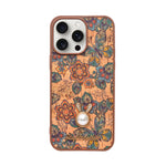 Bohemian Ethnic Print Cork Texture with Pearl Detail Phone Case for iPhone 14 Pro Max