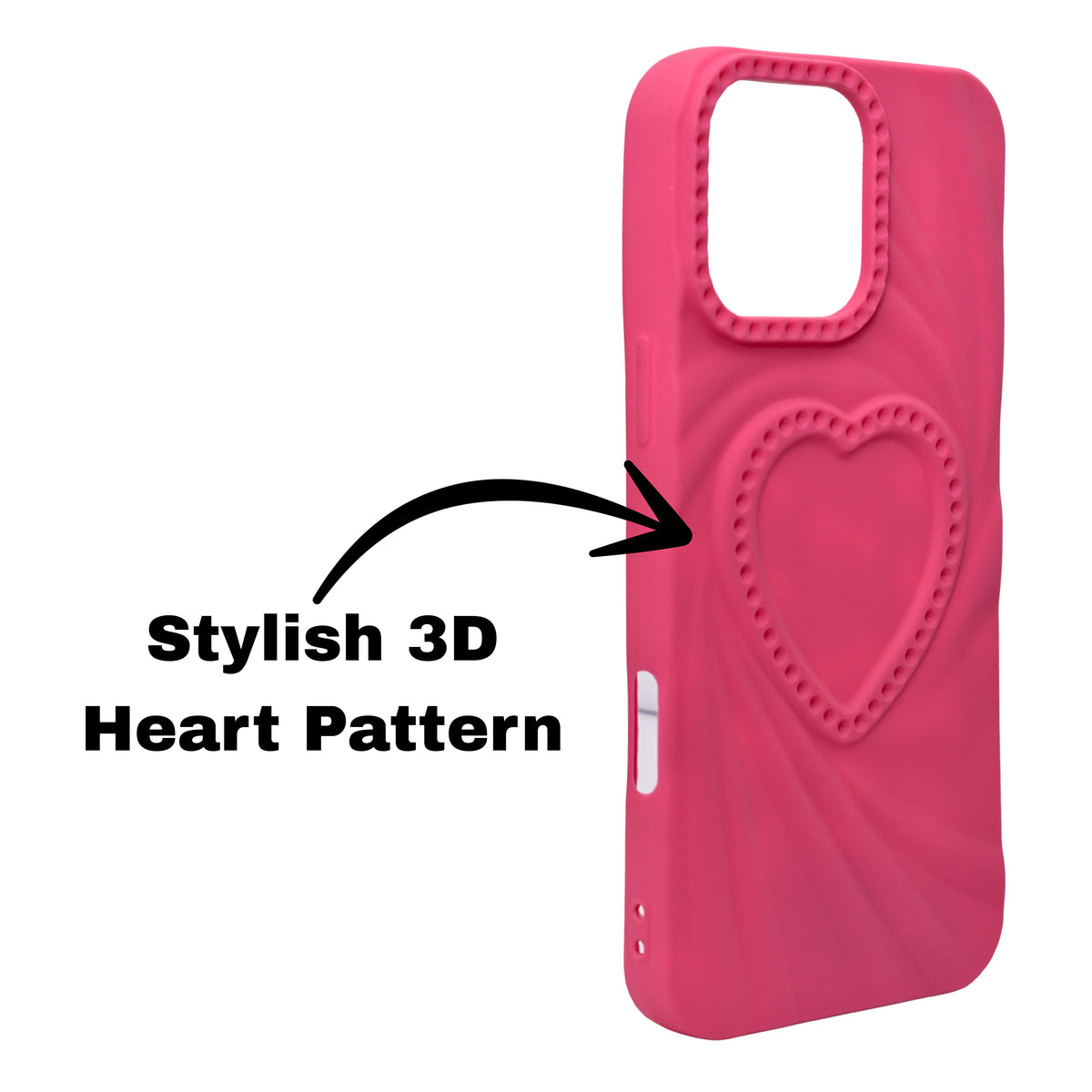 3D Heart Design Soft Silicone Protective Case for iPhone 16 Pro