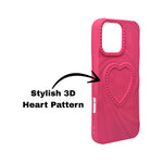 3D Heart Design Soft Silicone Protective Case for iPhone 16 Pro