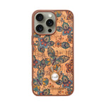 Bohemian Ethnic Print Cork Texture with Pearl Detail Phone Case for iPhone 15 Pro Max