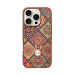 Bohemian Ethnic Print Cork Texture with Pearl Detail Phone Case for iPhone 16 Pro