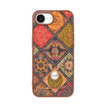 Bohemian Ethnic Print Cork Texture with Pearl Detail Phone Case for iPhone 16e