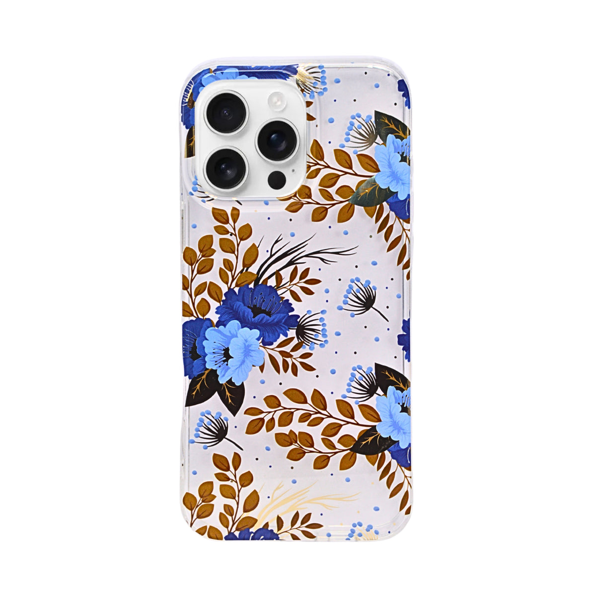 Vibrant Transparent Floral Pattern Phone Case for iPhone 16 Pro Max