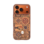Bohemian Ethnic Print Cork Texture with Pearl Detail Phone Case for iPhone 17 Pro Max