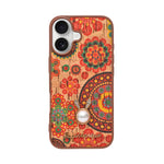 Bohemian Ethnic Print Cork Texture with Pearl Detail Phone Case for iPhone 17