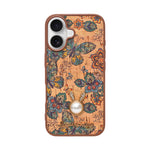 Bohemian Ethnic Print Cork Texture with Pearl Detail Phone Case for iPhone 16