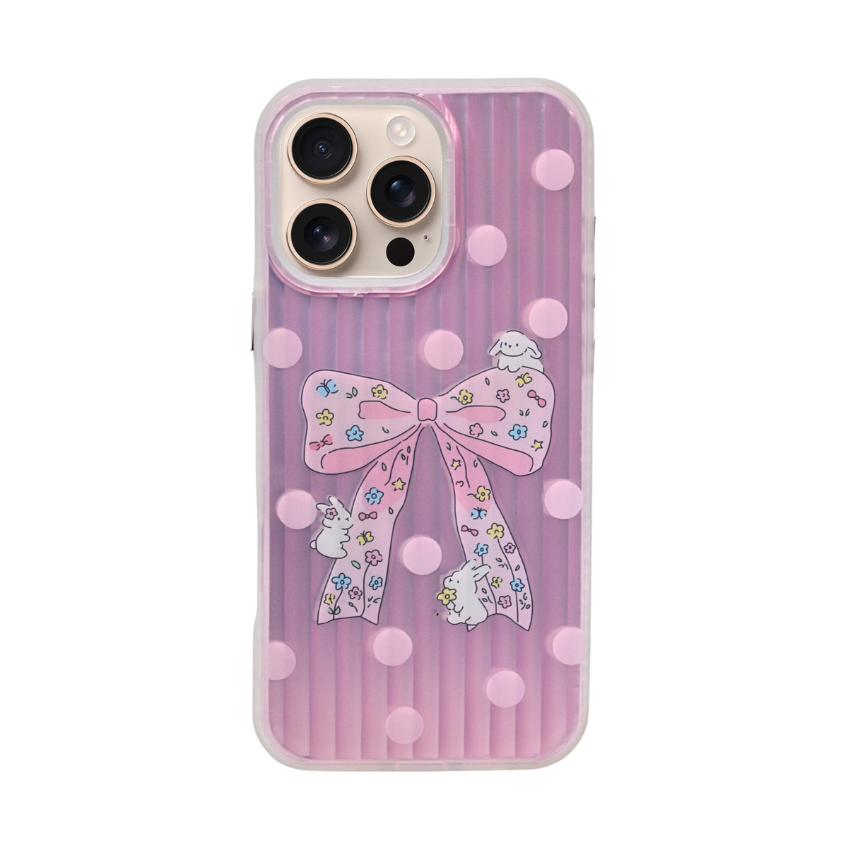 Aesthetic Bow & Floral Print Phone Case for iPhone 16 Pro Max