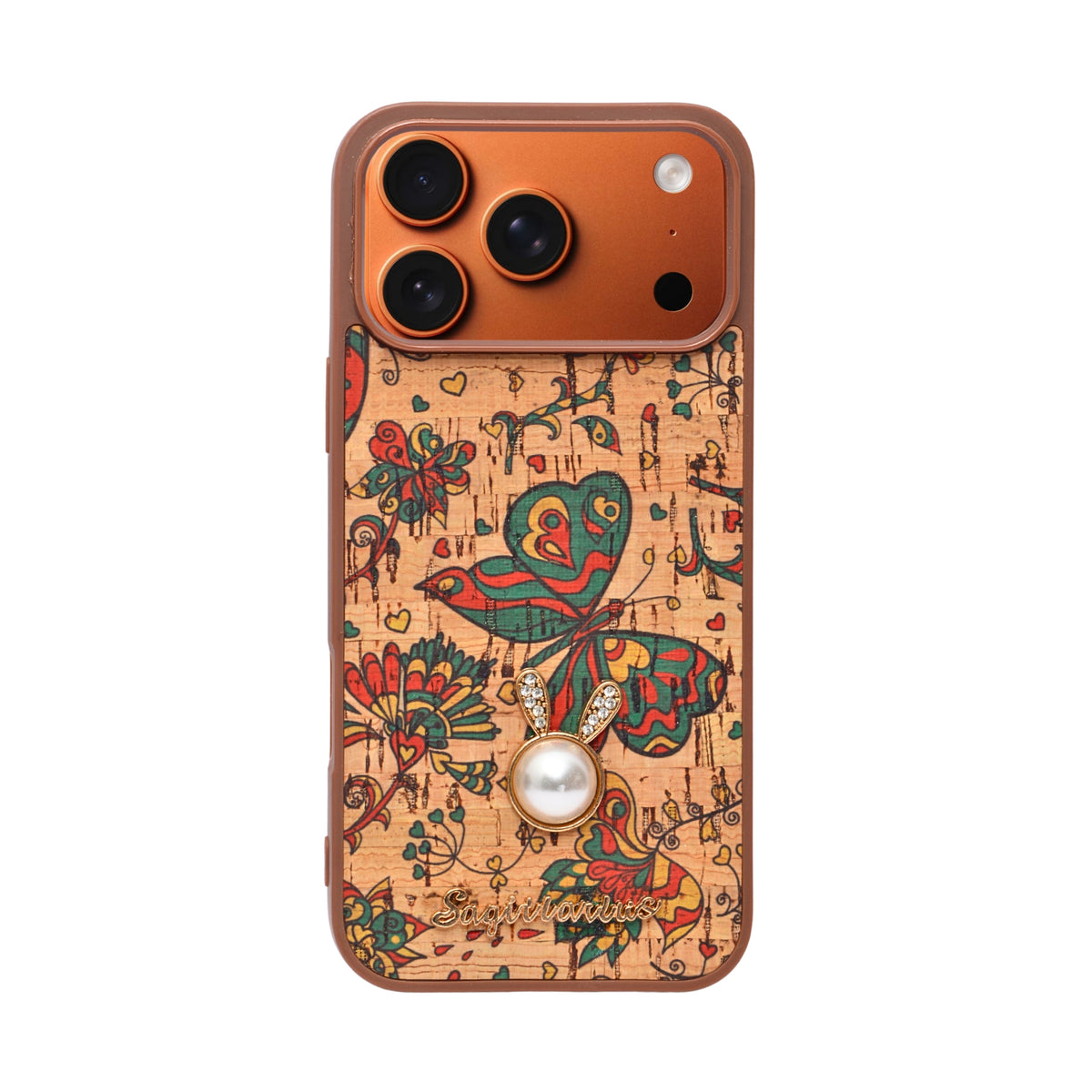 Bohemian Ethnic Print Cork Texture with Pearl Detail Phone Case for iPhone 17 Pro Max