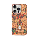 Bohemian Ethnic Print Cork Texture with Pearl Detail Phone Case for iPhone 16 Pro
