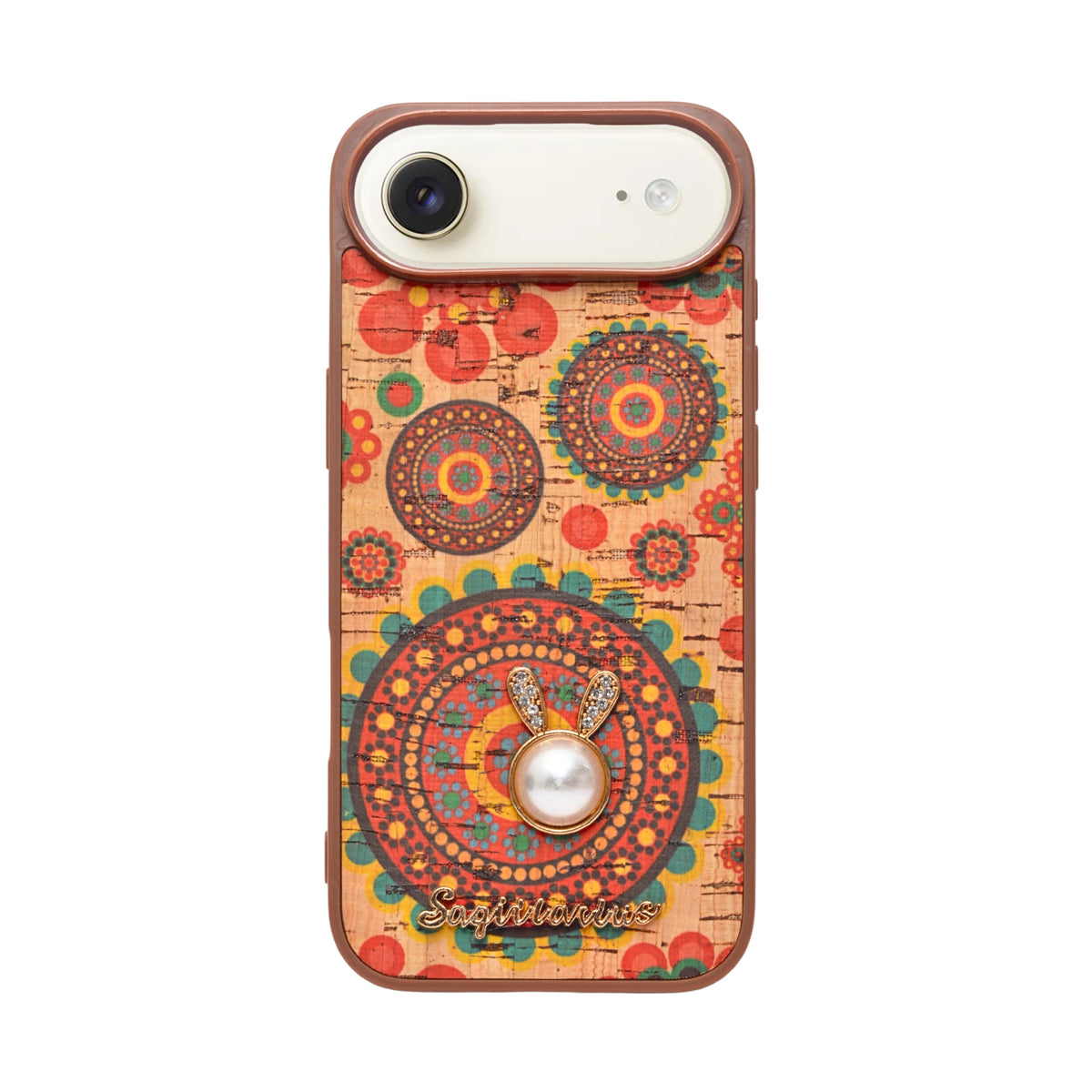 Bohemian Ethnic Print Cork Texture with Pearl Detail Phone Case for iPhone 17 Air