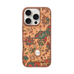 Bohemian Ethnic Print Cork Texture with Pearl Detail Phone Case for iPhone 16 Pro
