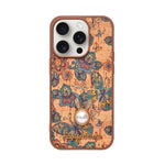 Bohemian Ethnic Print Cork Texture with Pearl Detail Phone Case for iPhone 14 Pro
