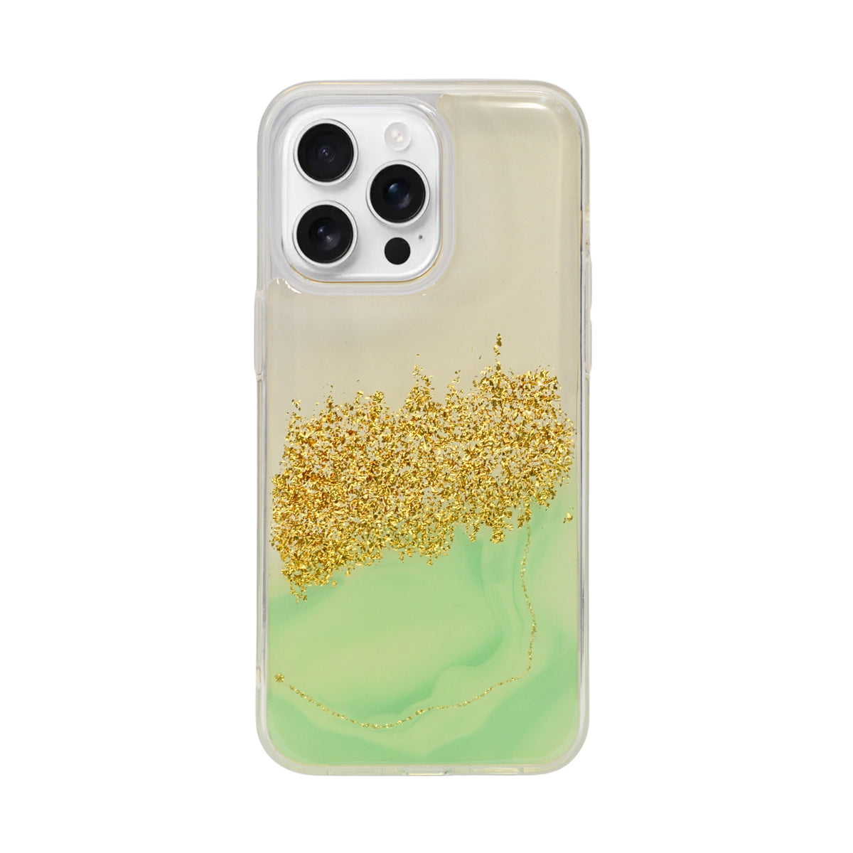 Liquid Glitter Green Marble Effect Phone Case for iPhone 15 Pro Max